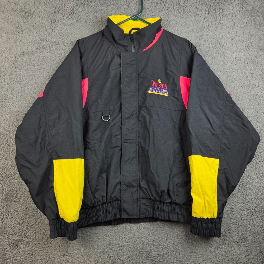 Vintage Winston Winners Jacket Mens Large Style Auto Racing Neon 90s Windbreaker